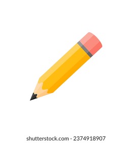 wooden pencil flat design vector illustration isolated on white background. vector education illustration, stationery drawing tool isolated - sketch sign symbol