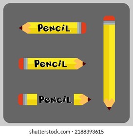 Wooden Pencil Icon With Eraser. Yellow Pencil Logo Vector Icon