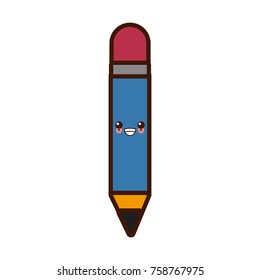 Wooden pencil isolated kawaii cute cartoon