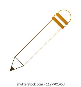 Wooden pencil isolated in yellow lines