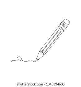 Wooden pencil - one line drawing. Vector illustration continuous line drawing