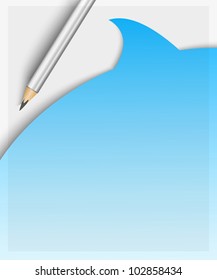 wooden Pencil with speech bubble vector background.