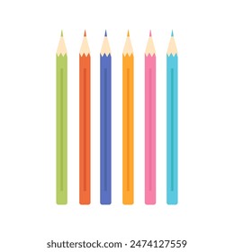Wooden pencils of different colors in row, drawing tools for school lessons vector illustration