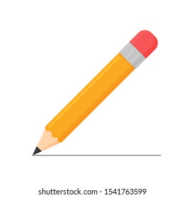 Wooden pencil.Yellow wooden pencil vector isolate on white background.