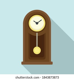 Icono de reloj de péndulo de madera. Ilustración plana del icono del vector del reloj de péndulo de madera para el diseño web