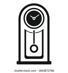 Wooden pendulum clock icon. Simple illustration of wooden pendulum clock vector icon for web design isolated on white background