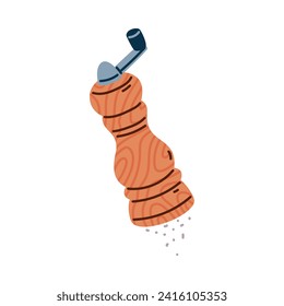 Wooden Pepper Mill or Grinder as Cooking Utensil Vector Illustration