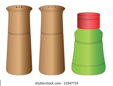 Wooden pepper and salt shakers