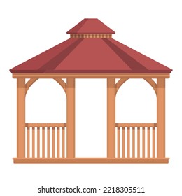 Wooden pergola icon cartoon vector. Wedding house. Bower shelter