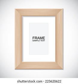 Wooden photo frame on white background.