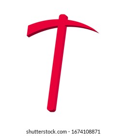 Icono del pickaxe de madera. Isométrico del icono vector de madera para el diseño web, rosa aislado en fondo blanco