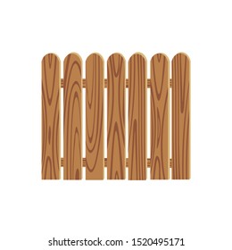 Wooden picket fence. Vector image on a white background.