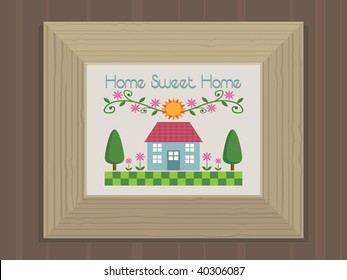 Wooden Picture Frame With Home Sweet Home Design