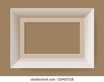 Wooden picture frame over brown background. Vector eps10.