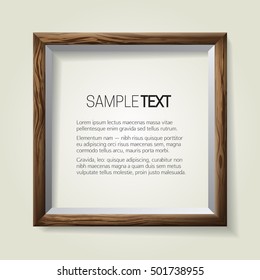 Wooden picture frame. Vector template for your presentations.