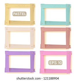 Wooden picture frames pastel set for your web design