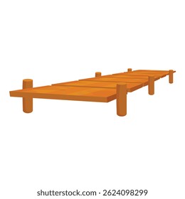 Wooden pier extending over the water, isolated on white background