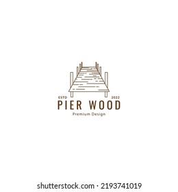 wooden pier  port  logo design vector illustration