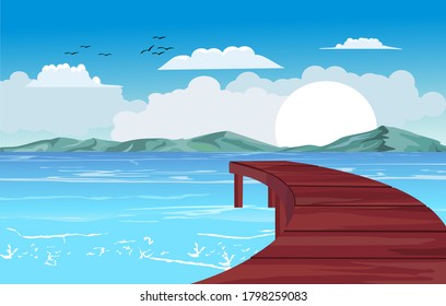 Wooden piers on the sea vector