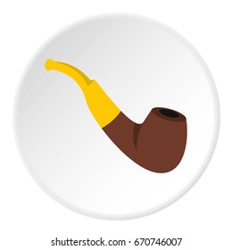 Wooden pipe icon in flat circle isolated vector illustration for web