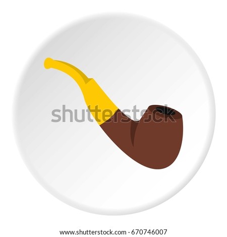 Wooden pipe icon in flat circle isolated vector illustration for web