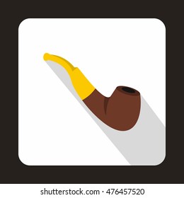 Wooden pipe icon in flat style on a white background