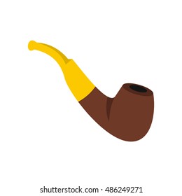 Wooden pipe icon in flat style on a white background vector illustration