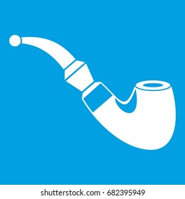 Wooden pipe icon white isolated on blue background vector illustration