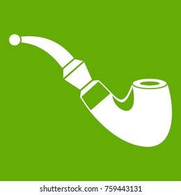 Wooden pipe icon white isolated on green background. Vector illustration