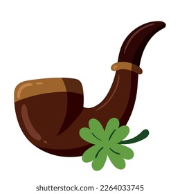 wooden pipe smoke with clover icon