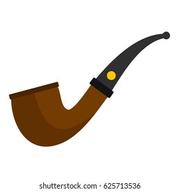 Wooden pipe for smoking icon flat isolated on white background vector illustration