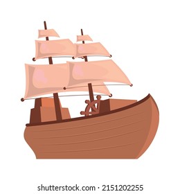 wooden pirate ship over white