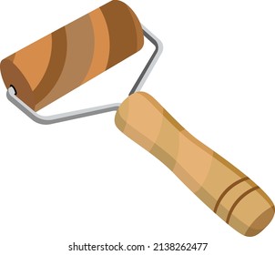 Wooden pizza roller, illustration, vector on a white background.