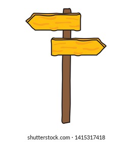 wooden placard guide signal on white background vector illustration