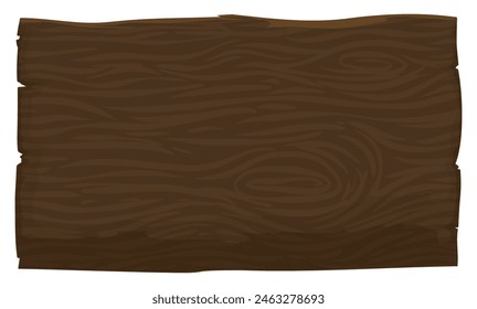 Wooden plank with grain texture. Template in cartoon style on white background.