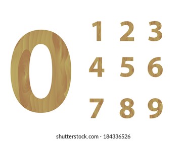 Wooden plank number vector illustrations. 0 to 9 