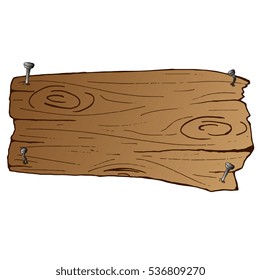 Wooden plank. Vector illustration of a wooden board with a blank space. Hand drawn wooden plank.