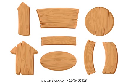 Wooden Planks and Arrow Pointers Vector Set