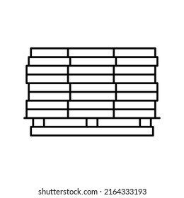 wooden planks on pallet line icon vector. wooden planks on pallet sign. isolated contour symbol black illustration