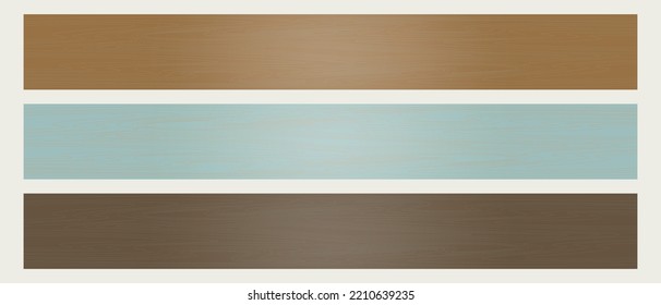 Wooden planks set, blue cyan tones, horizontal plank, blank wooden plank for signboard decoration. High quality illustration