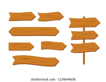 Wooden planks set. Cartoon wood texture signs