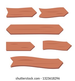 Wooden planks set. Cartoon wood texture signs