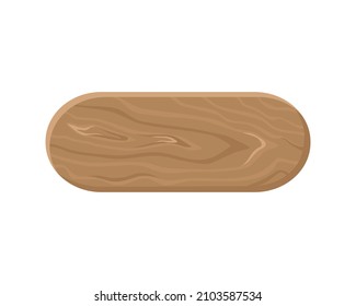 Wooden Plaque On A White Isolated Background. Oval Tablet Board . Vector Cartoon Illustration.