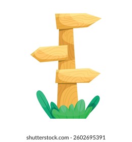 Wooden Plaque and Signboard on Pole Vector Illustration