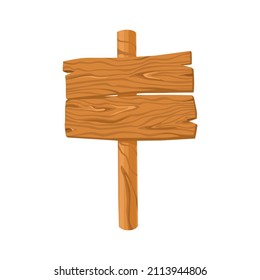 Wooden plaques on a white isolated background. Pointer. Rustic board. Vector cartoon illustration.