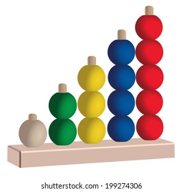 Wooden or plastic five colored vertical abacus toy