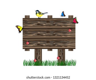 Wooden plate with bird Tits