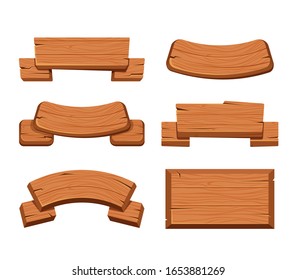 Wooden plate signboard collection set. Vector flat graphic cartoon design illustration