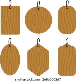 Wooden Plates Vector Set – Hanging Wood Tags for Epiphytic Plants and Design Use