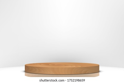 Wooden Podium In The White Studio Room